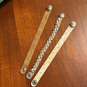 Copper/gold, Gold Leather and Cream Floral Cork Bracelet Trio